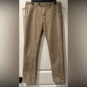TODD SNYDER Men’s Tab Front Slim Fit Stretch Chino Pants Size 33x32 Khaki